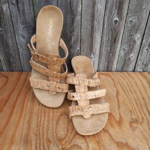 Vionic Cork and Gold Radia Sandals Size 9